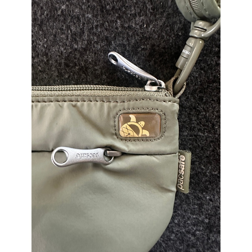 Pacsafe Anti-Theft Crossbody Bag Sage Green Nylon Travel Pouch Belt Loop Small